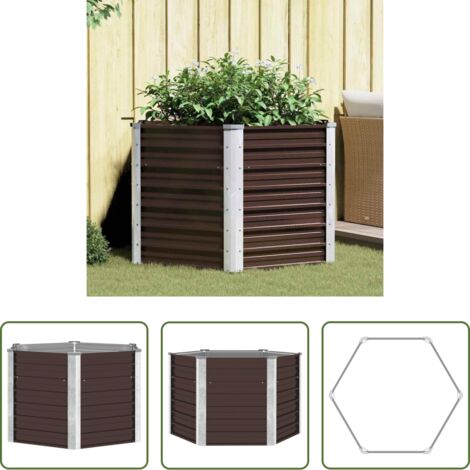Letto da giardino -  Letto Rialzato Giardino Marrone 129x129x77cm in Acciaio Zincato