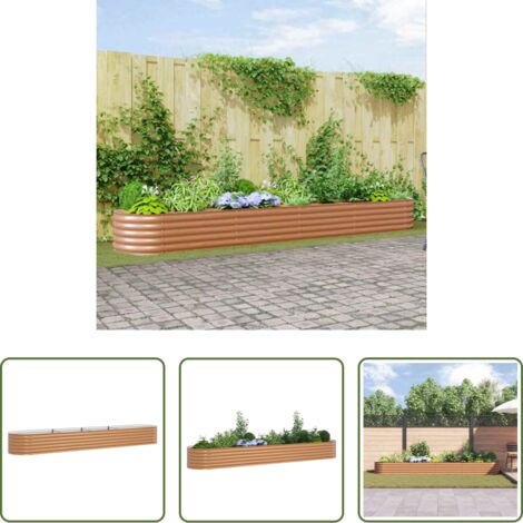 Letto da giardino -  Letto Rialzato Marrone 400 x 80 x 44 cm Acciaio