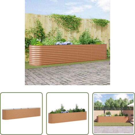 Letto da giardino -  Letto Rialzato Marrone 400 x 80 x 81 cm Acciaio