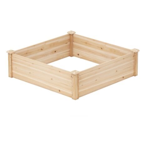 Letto da giardino rialzato legno pesterni verdure frutta e erbe, Fioriera quadrata con base aperta Naturale