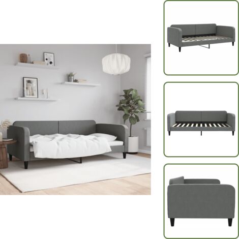 Letto da giorno 2 in 1 - vidaXL Letto da Giorno Grigio Scuro 100x200 cm in Tessuto - Divano letto moderno