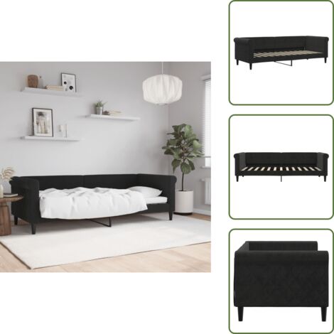 Letto da giorno 2 in 1 - vidaXL Letto da Giorno Nero 80x200 cm in Velluto - Letto da giorno nero