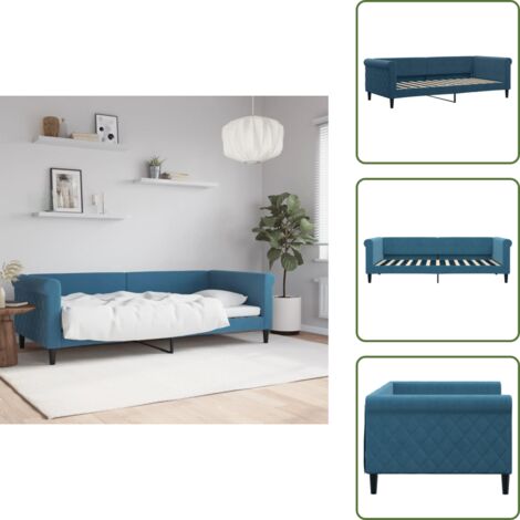 Letto da giorno Blu - vidaXL Letto da Giorno Blu 90x200 cm in Velluto - Divano letto 2 in 1