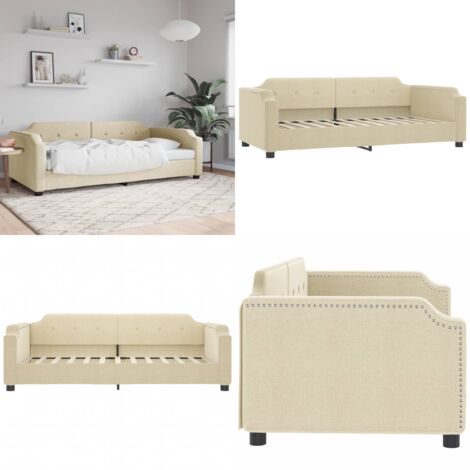 Letto da Giorno Crema 100x200 cm in Tessuto - Divano letto - Letto in tessuto