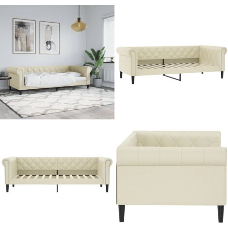 Letto da Giorno Crema 80x200 cm in Similpelle - Divano letto - Letto in similpelle