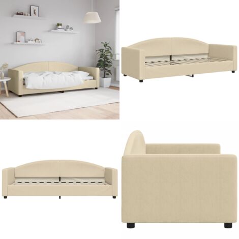 Letto da Giorno Crema 80x200 cm in Tessuto - Divano letto - Letto in tessuto