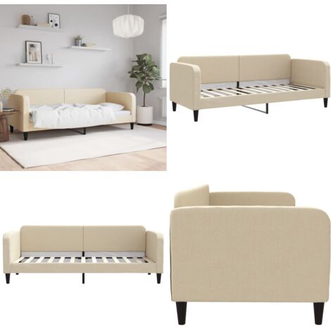 Letto da Giorno Crema 80x200 cm in Tessuto - Divano letto - Letto in tessuto