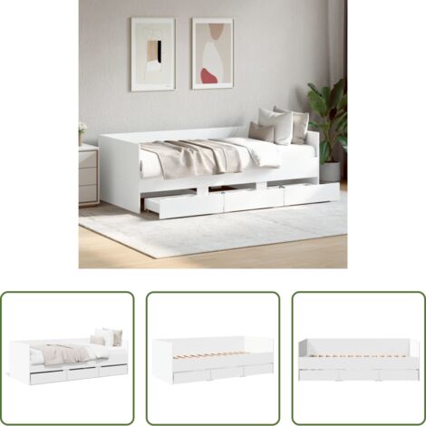 Letto da giorno -  Divano Letto con Cassetti senza Materasso Bianco 90x200 cm