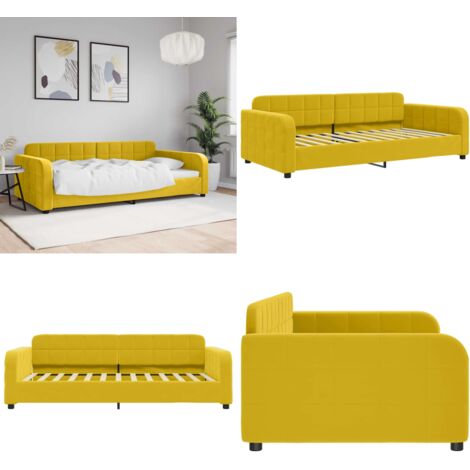 Letto da Giorno Giallo 100x200 cm in Velluto - Divano letto - Letto in velluto
