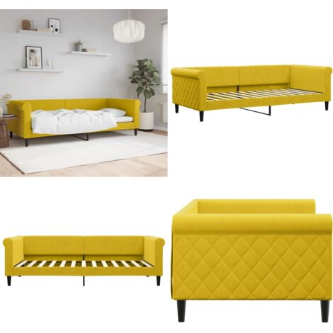 Letto da Giorno Giallo 90x200 cm in Velluto - Divano letto - Letto in velluto