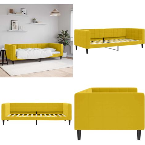Letto da Giorno Giallo 90x200 cm in Velluto - Divano letto - Letto in velluto