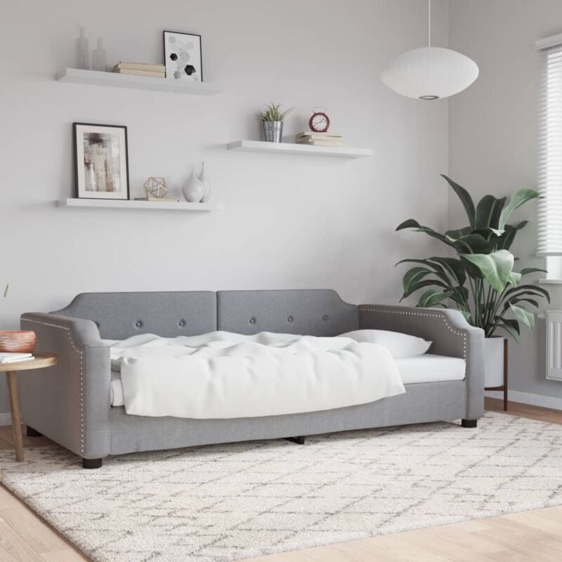 Letto da Giorno, Letto per adulti e giovani Grigio Chiaro 90x200 cm in Tessuto Vidaxl 6458