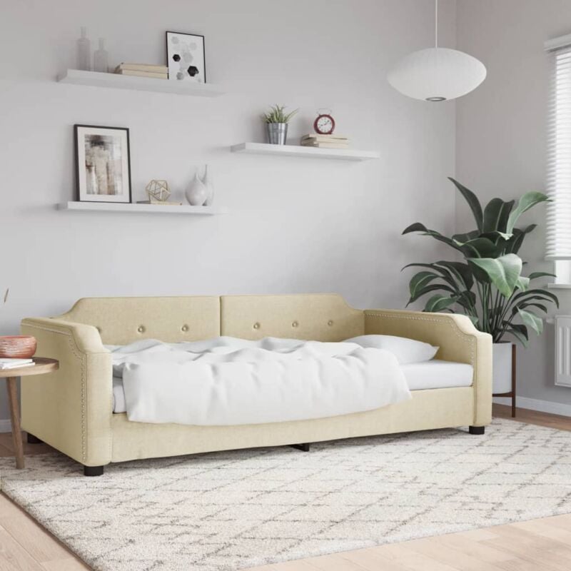 Letto da Giorno Crema 80x200 cm in Tessuto - Vidaxl