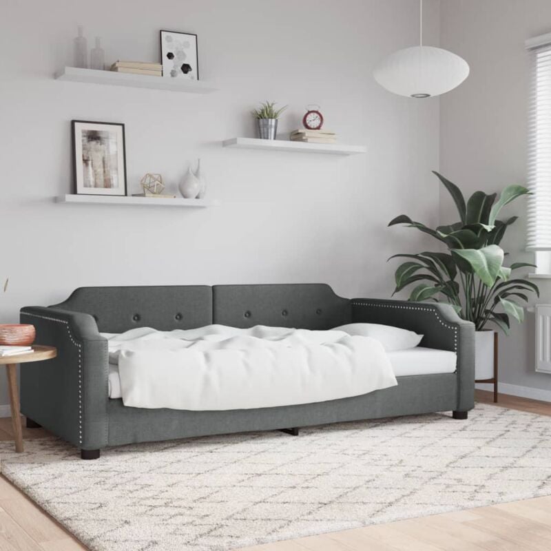 Vidaxl - Letto da Giorno Grigio Scuro 80x200 cm in Tessuto