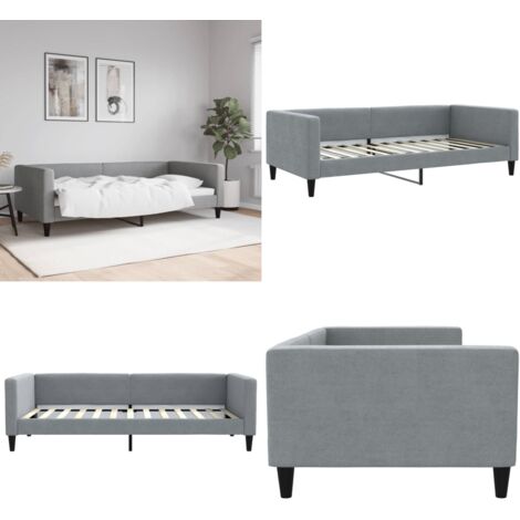 Letto da Giorno Grigio Chiaro 100x200 cm in Tessuto - Divano letto - Letto in tessuto