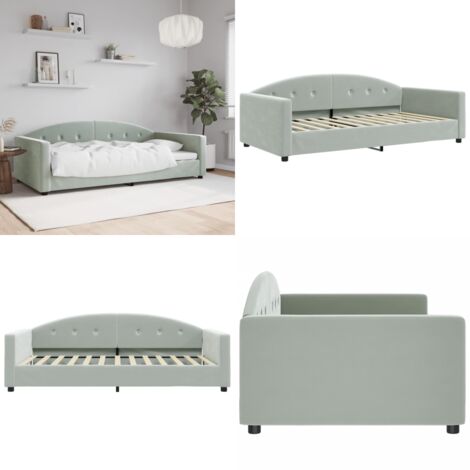 Letto da Giorno Grigio Chiaro 100x200 cm in Velluto - Divano letto - Letto in velluto