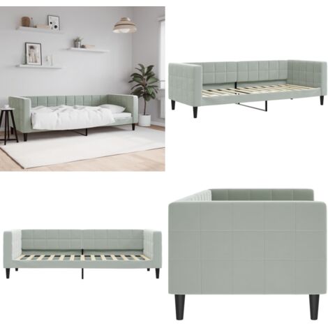 Letto da Giorno Grigio Chiaro 80x200 cm in Velluto - Divano letto - Letto in velluto