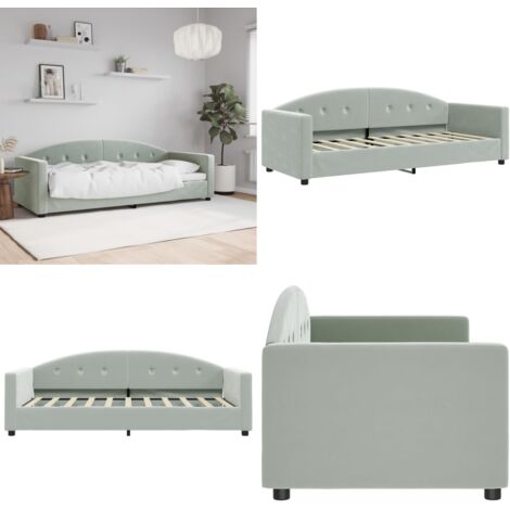 Letto da Giorno Grigio Chiaro 80x200 cm in Velluto - Divano letto - Letto in velluto