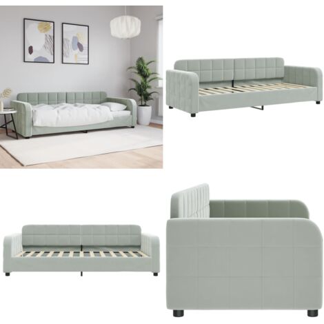 Letto da Giorno Grigio Chiaro 80x200 cm in Velluto - Divano letto - Letto in velluto