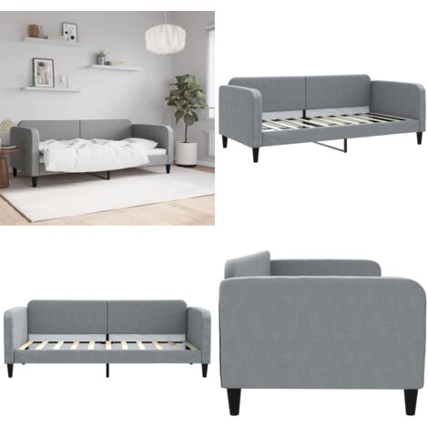 Letto da Giorno Grigio Chiaro 90x190 cm in Tessuto - Divano letto - Letto in tessuto