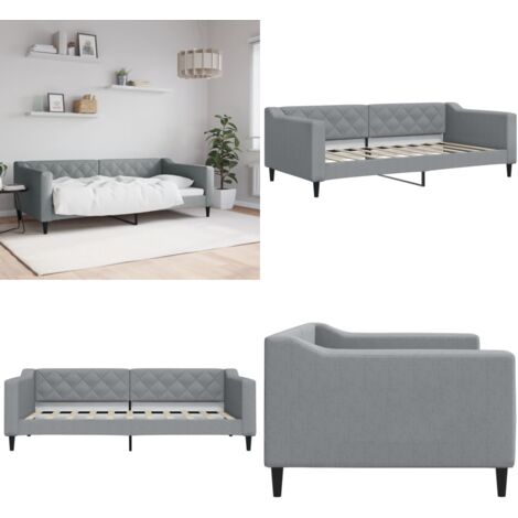 Letto da Giorno Grigio Chiaro 90x190 cm in Tessuto - Divano letto - Letto in tessuto