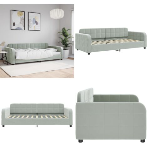 Letto da Giorno Grigio Chiaro 90x200 cm in Velluto - Divano letto - Letto in velluto