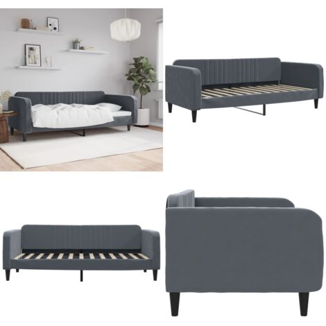 Letto da Giorno Grigio Scuro 100x200 cm in Velluto - Divano letto - Letto in velluto