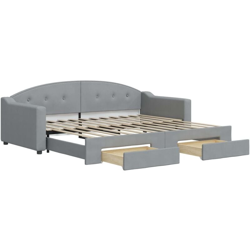 Divano Letto Estraibile Cassetti Grigio Chiaro 90x200cm Tessuto Vidaxl Grigio