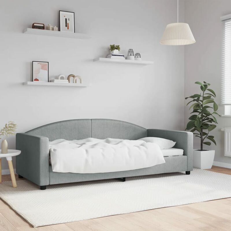 Letto da Giorno Grigio Chiaro 90x190 cm in Tessuto - Vidaxl