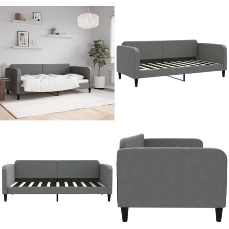 Letto da Giorno Grigio Scuro 90x190 cm in Tessuto - Divano letto - Letto in tessuto