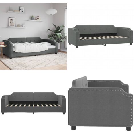 Letto da Giorno Grigio Scuro 90x190 cm in Tessuto - Divano letto - Letto in tessuto