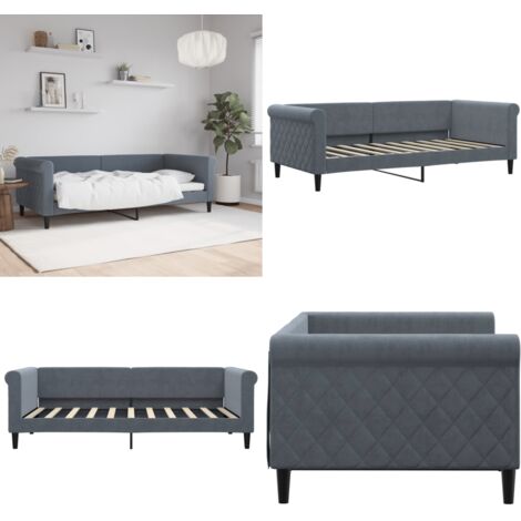 Letto da Giorno Grigio Scuro 90x190 cm in Velluto - Divano letto - Letto in velluto