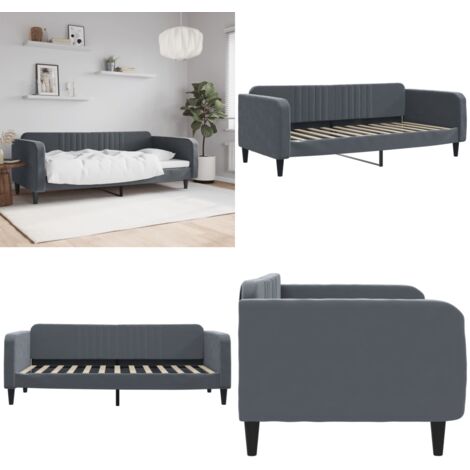 Letto da Giorno Grigio Scuro 90x200 cm in Velluto - Divano letto - Letto in velluto