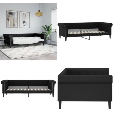 Letto da Giorno Nero 100x200 cm in Similpelle - Divano letto - Letto in similpelle