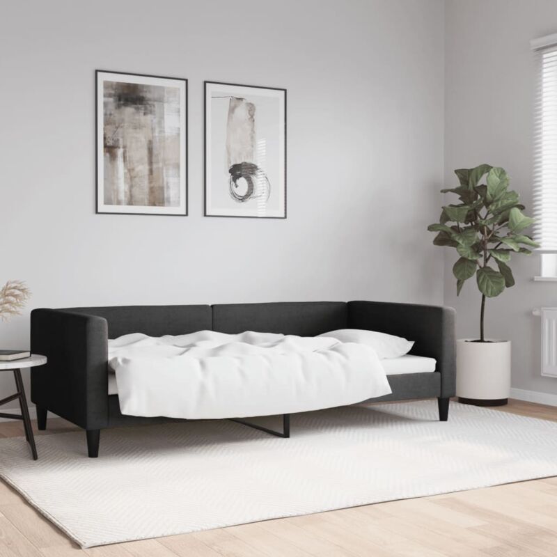 Letto da Giorno, Letto per adulti e giovani Nero 90x190 cm in Tessuto Vidaxl 3536