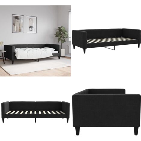 Letto da Giorno Nero 100x200 cm in Tessuto - Divano letto - Letto in tessuto