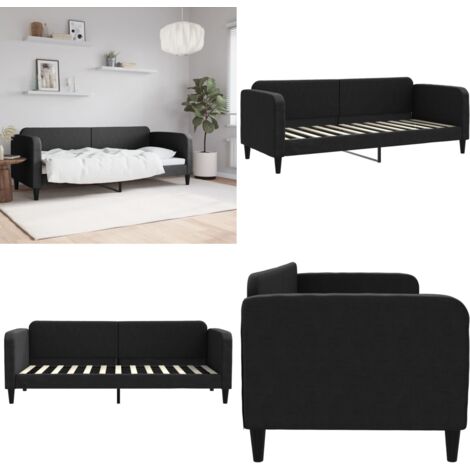 Letto da Giorno Nero 80x200 cm in Tessuto - Divano letto - Letto in tessuto