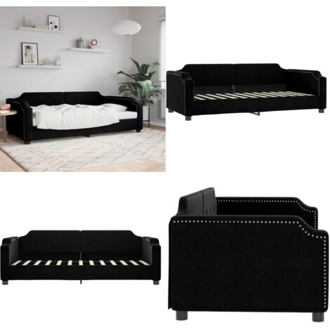 Letto da Giorno Nero 80x200 cm in Tessuto - Divano letto - Letto in tessuto