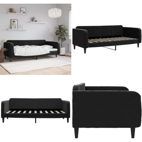 Letto da Giorno Nero 90x190 cm in Velluto - Divano letto - Letto in velluto