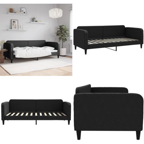 Letto da Giorno Nero 90x200 cm in Tessuto - Divano letto - Letto in tessuto