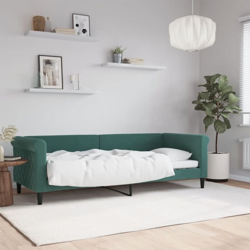 Vidaxl - Letto da Giorno, Letto per adulti e giovani Verde Scuro 80x200 cm in Velluto 7417