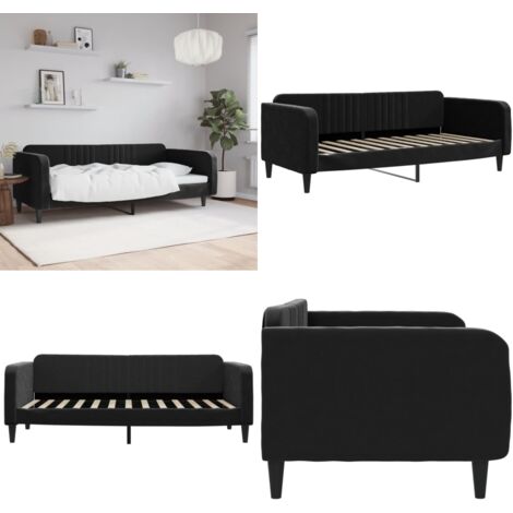 Letto da Giorno Nero 90x200 cm in Velluto - Divano letto - Letto in velluto