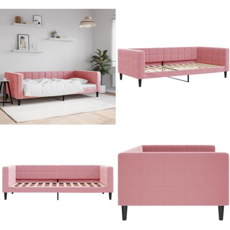Letto da Giorno Rosa 100x200 cm in Velluto - Divano letto - Letto rosa