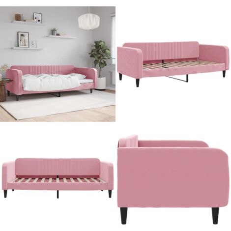 Letto da Giorno Rosa 100x200 cm in Velluto - Divano letto - Letto rosa