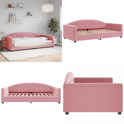 Letto da Giorno Rosa 100x200 cm in Velluto - Divano letto - Letto rosa