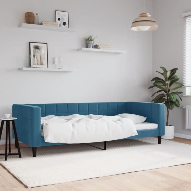 Vidaxl - Letto da Giorno, Letto per adulti e giovani Blu 90x200 cm in Velluto 2915