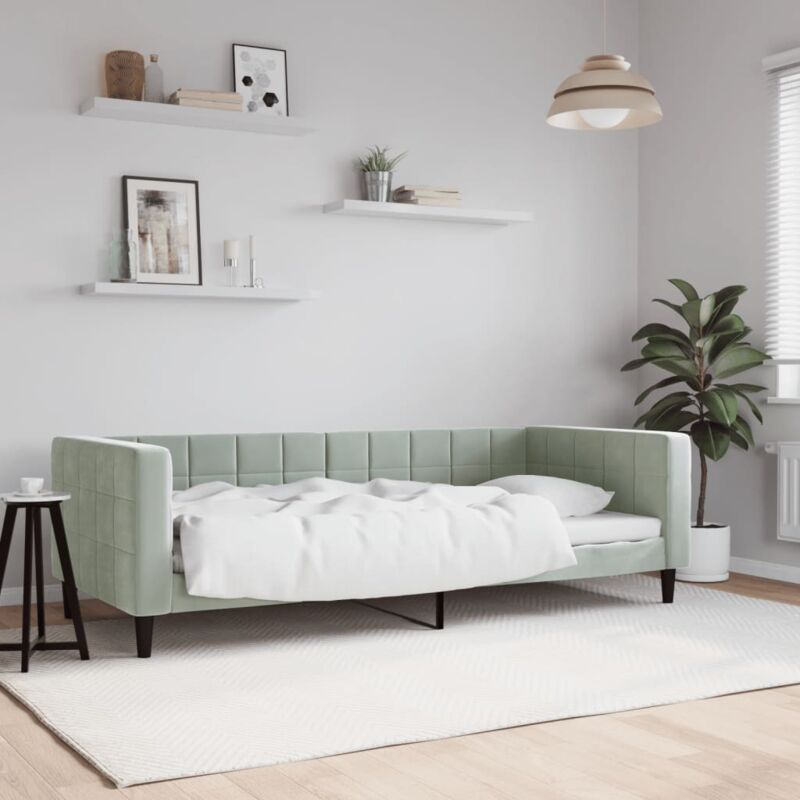 Letto da Giorno, Letto per adulti e giovani Grigio Chiaro 90x200 cm in Velluto Vidaxl 7135