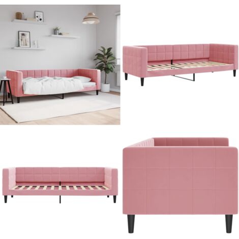 Letto da Giorno Rosa 80x200 cm in Velluto - Divano letto - Letto rosa