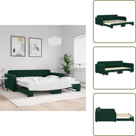 Letto da giorno - vidaXL Divano Letto con Letto Estraibile Verde Scuro 100x200cm Velluto - Divano letto con letto estraibile