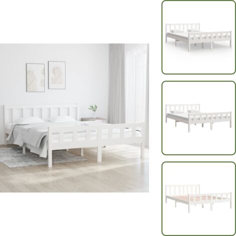 Letto da letto - vidaXL Giroletto Bianco in Legno Massello 150x200 cm King Size - Letto in pino